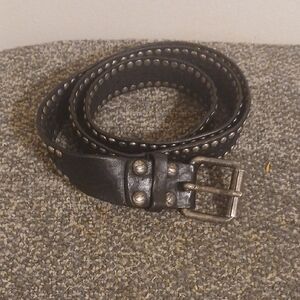 Men's Black Studded Leather Belt